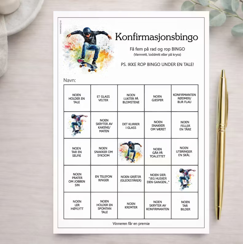 Konfirmasjonsbingo (10 stk) - velg design