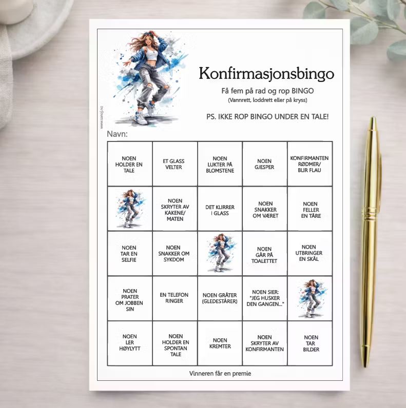 Konfirmasjonsbingo (10 stk) - velg design