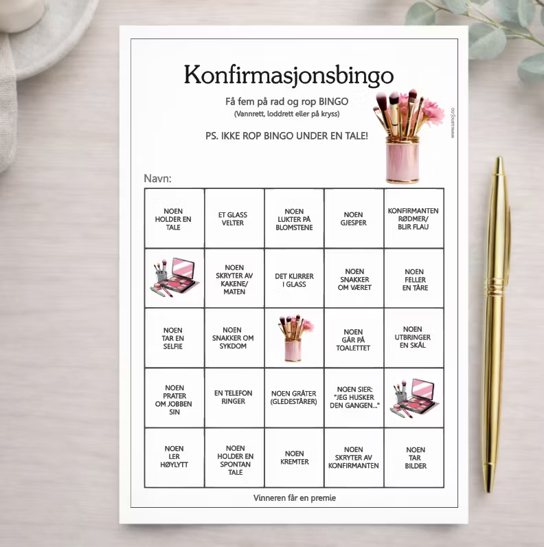 Konfirmasjonsbingo (10 stk) - velg design