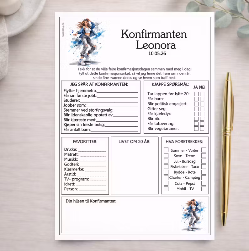 Konfirmasjonsark - Danser