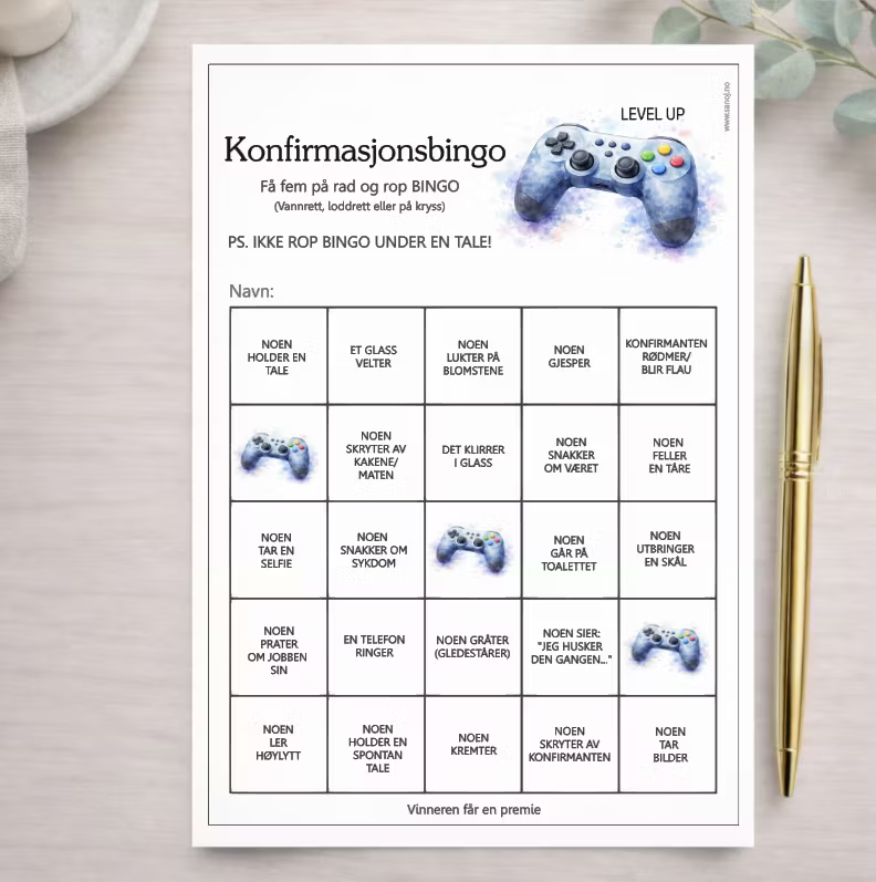 Konfirmasjonsbingo - Gamer
