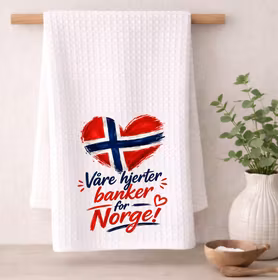 Våre hjerter banker for Norge - kjøkkenhåndkle