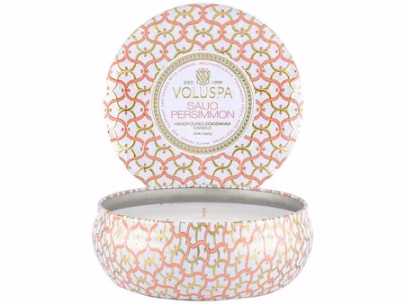 Voluspa 3-Wick Candle In Decorative Tin - SAIJO PERSIMMON