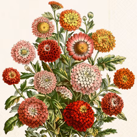 Servett - Orange blommor