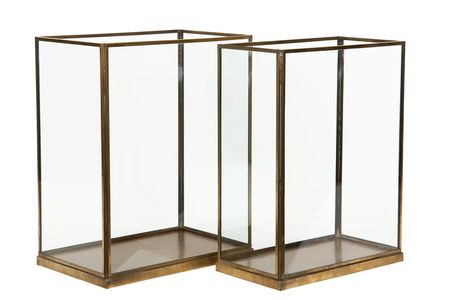 Lykta/Glas Cube Antik Mässing