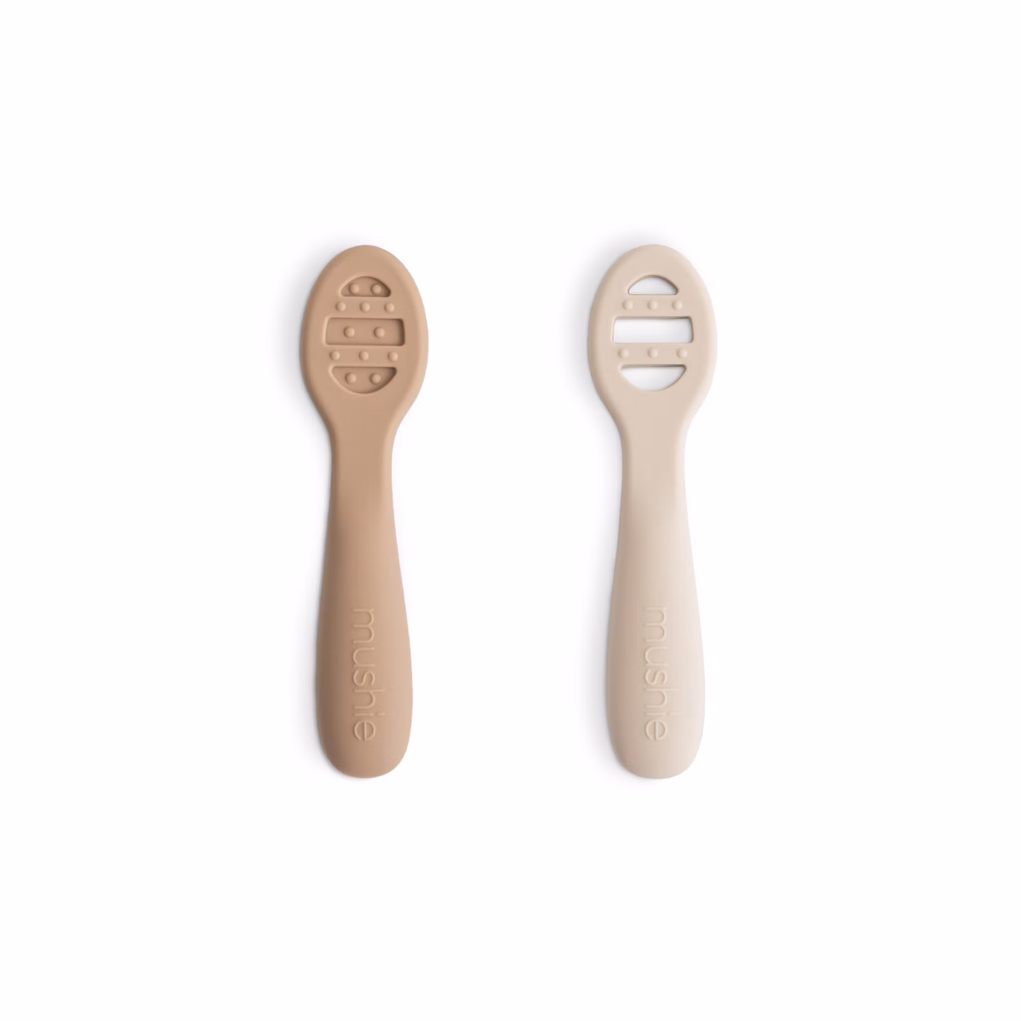 Mushie Pre-spoons/nybörjarskedar Natural/Shifting sand 2-Pack