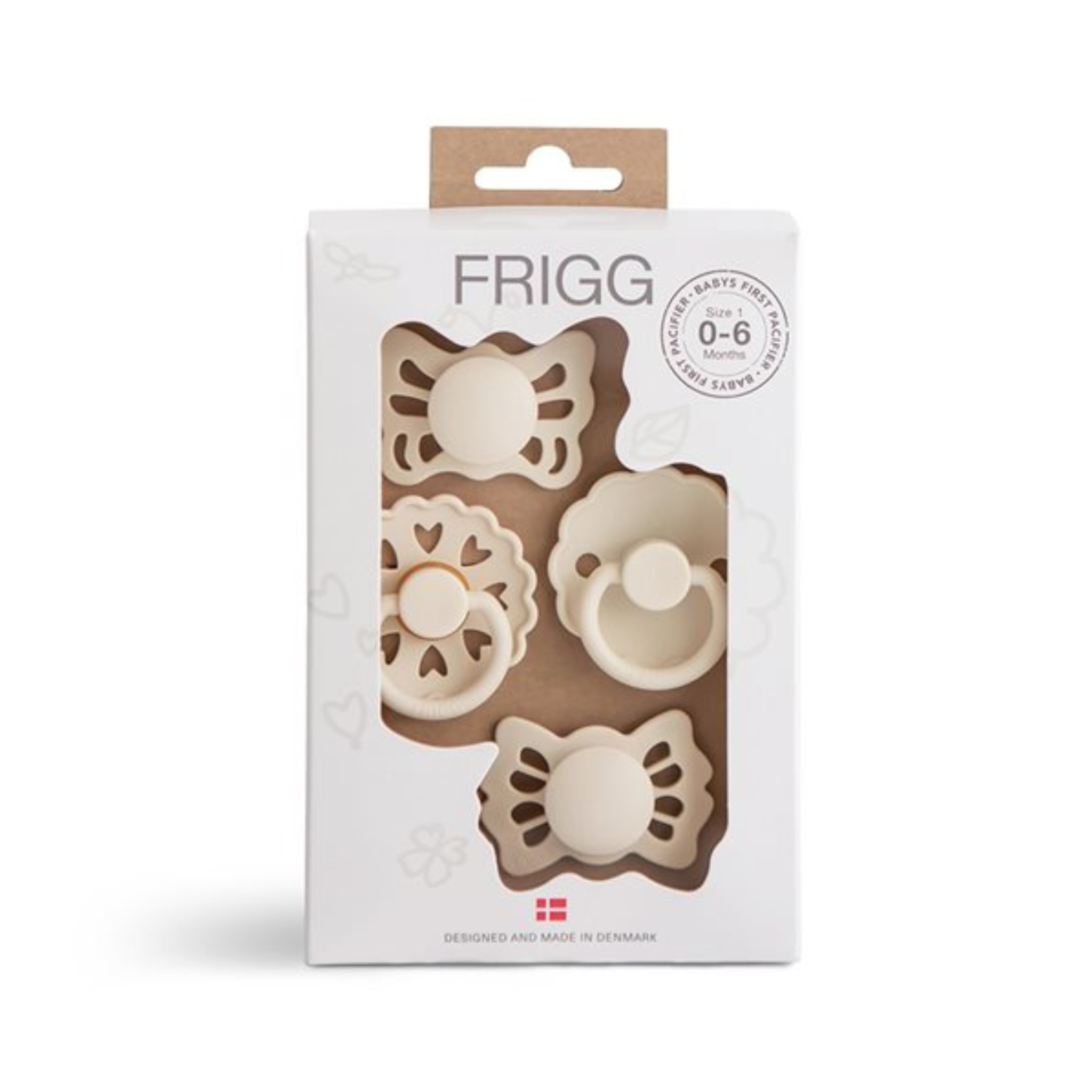 FRIGG Gåvoset 4-pack nappar Floral heart Cream 0-6 månader