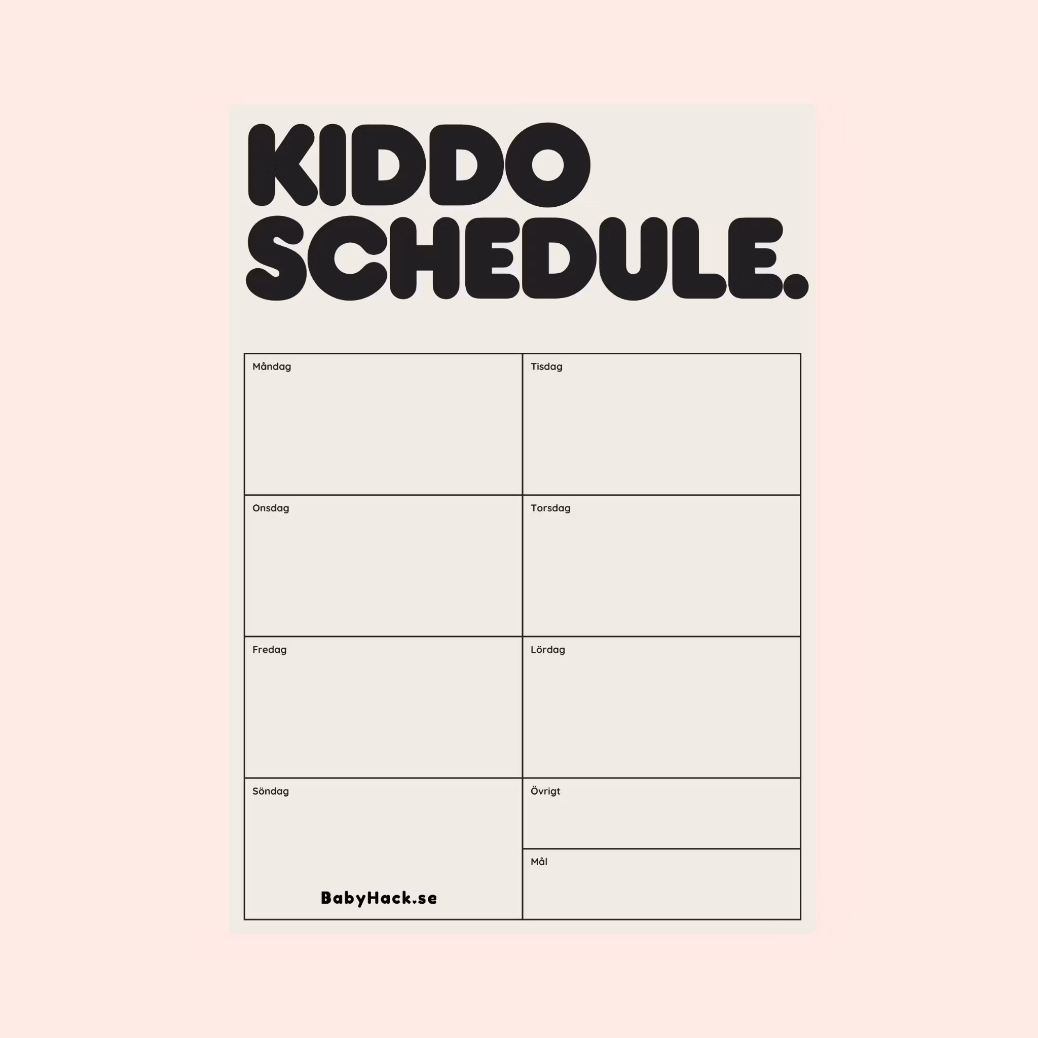 Kiddo schedule | Au naturel