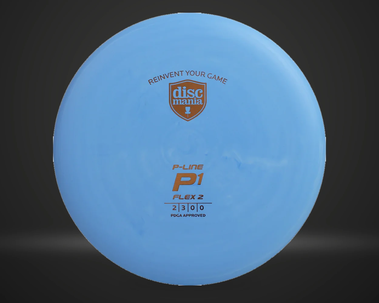 P-Line Flex 2 P1 putter i blå, vist forfra på mørk produktbakgrunn