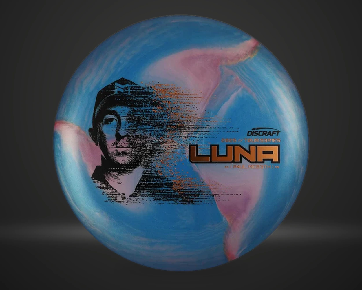 Ti Big Z Luna Paul McBeth 2026 putter i assortert farge, vist forfra på mørk produktbakgrunn