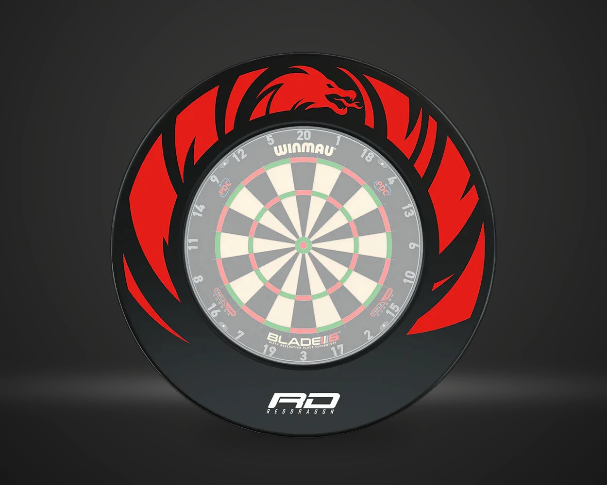 Red Dragon Branded Black Dartboard Surround