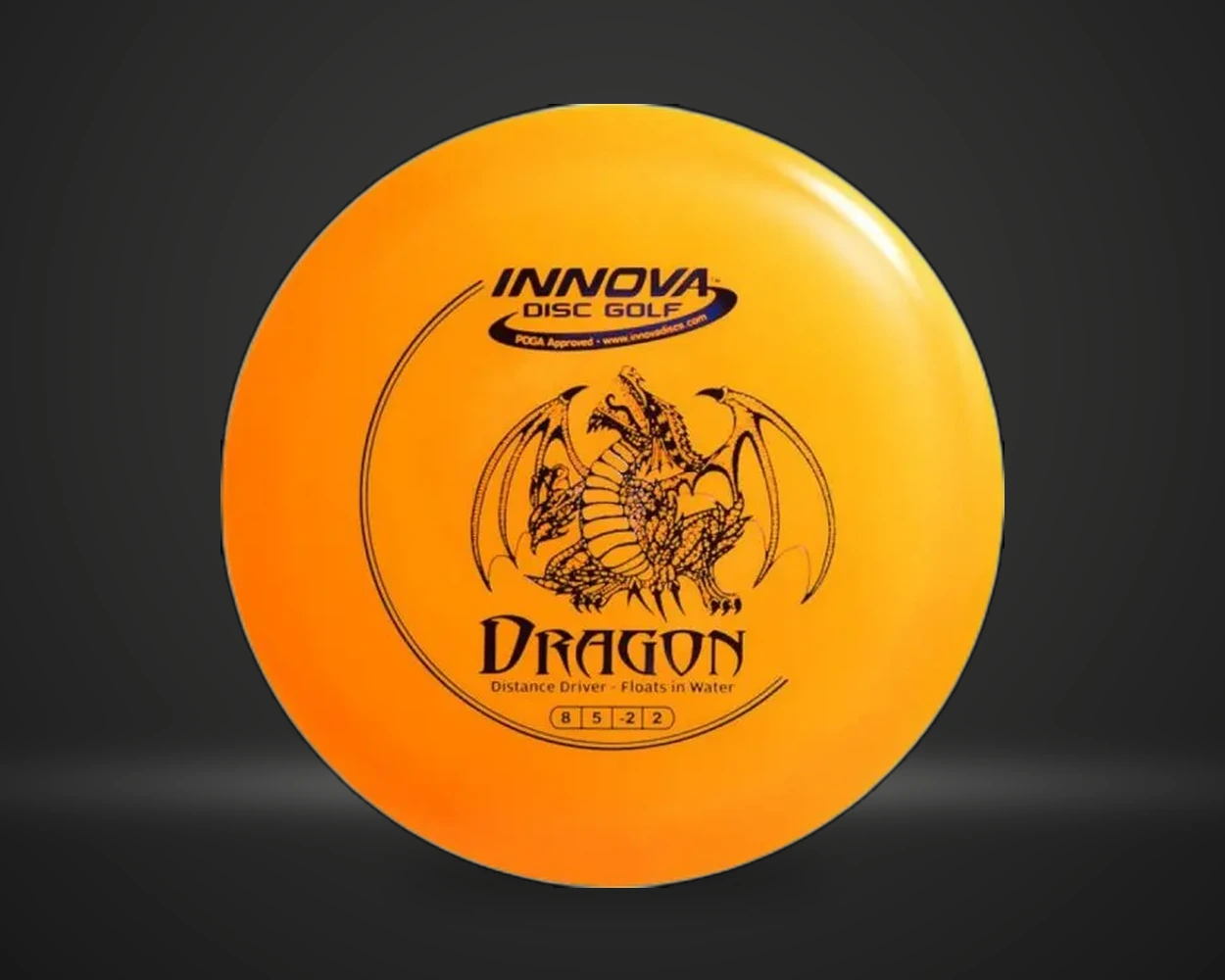 Innova DX Dragon fairway driver i oransje, vist forfra