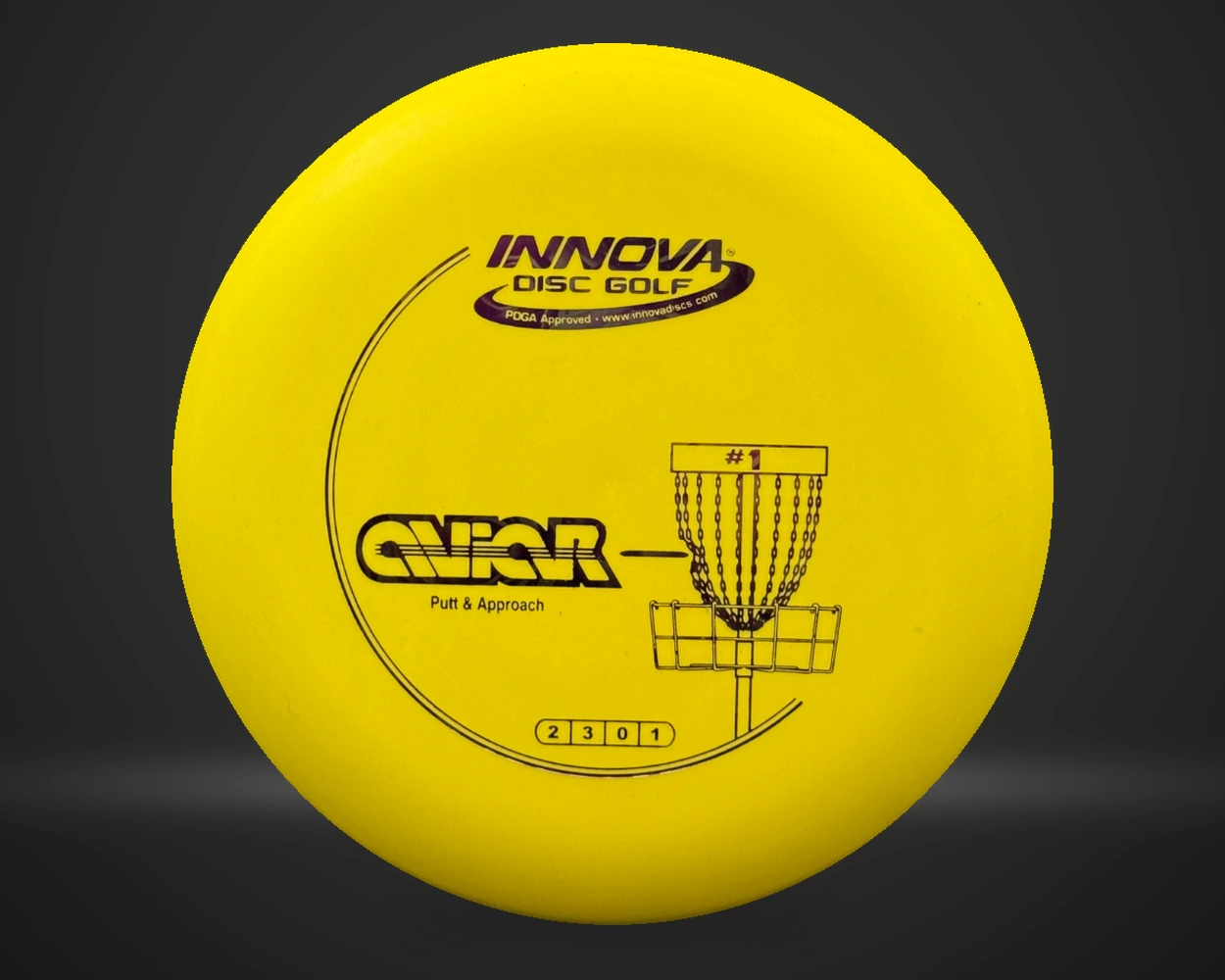 Innova DX Aviar putter disc i gul, vist forfra