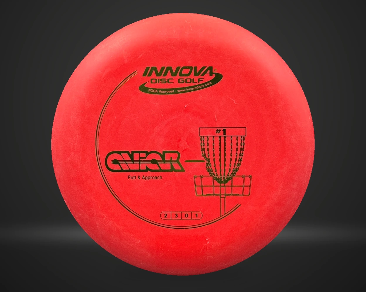 Innova DX Aviar putter disc i rød, vist forfra