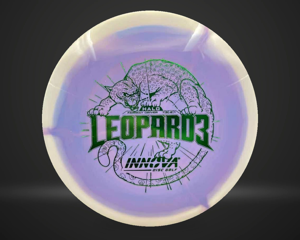 Innova Halo star leopard fairway driver i lilla, vist forfra