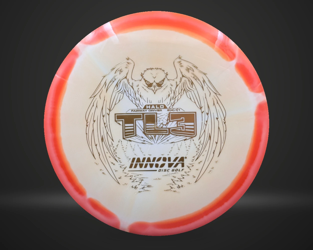 Innova Halo Star TL3, Fairway Driver i hvit/oransje, vist forfra