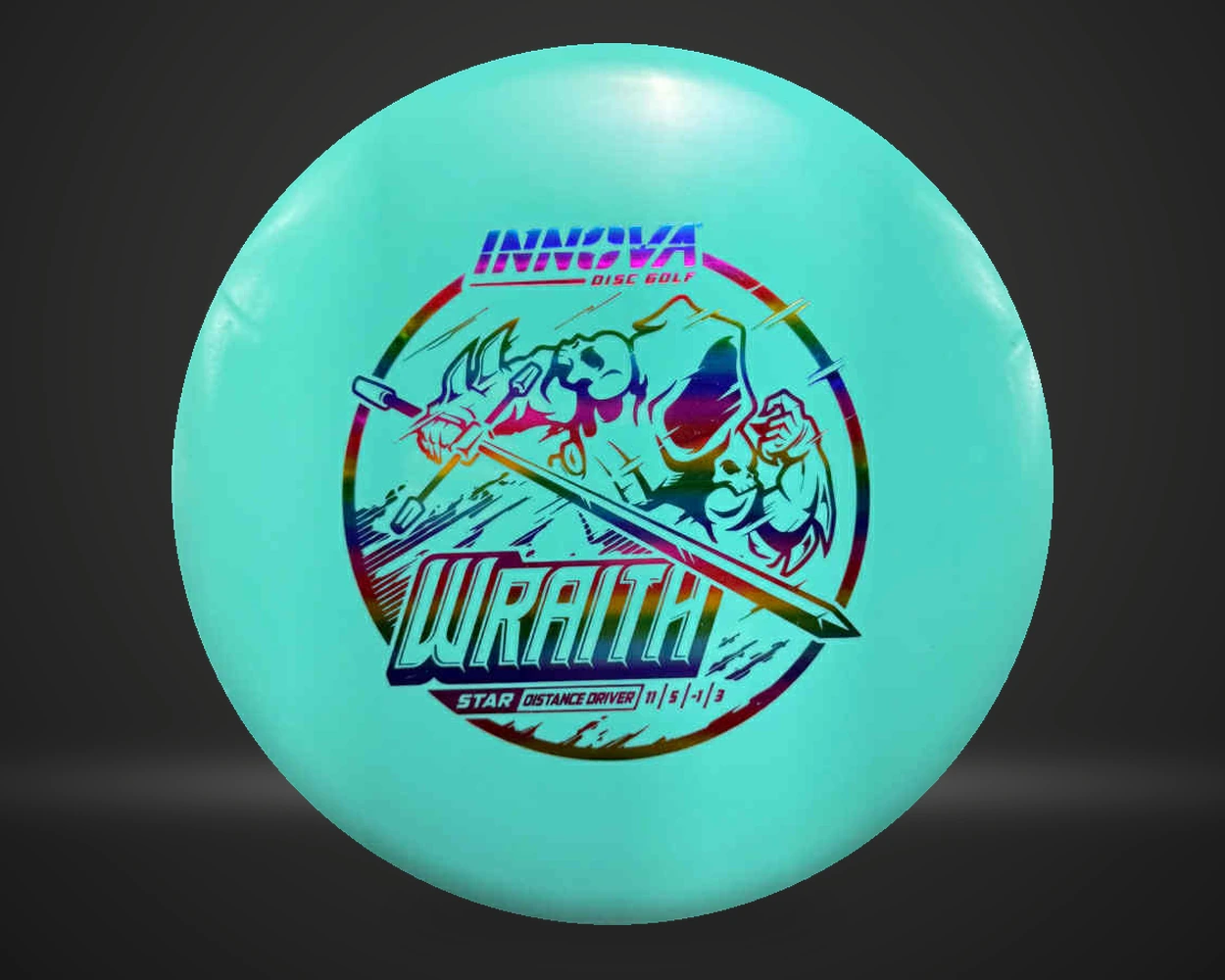 Star Wraith distance driver i turkis, vist forfra på mørk produktbakgrunn