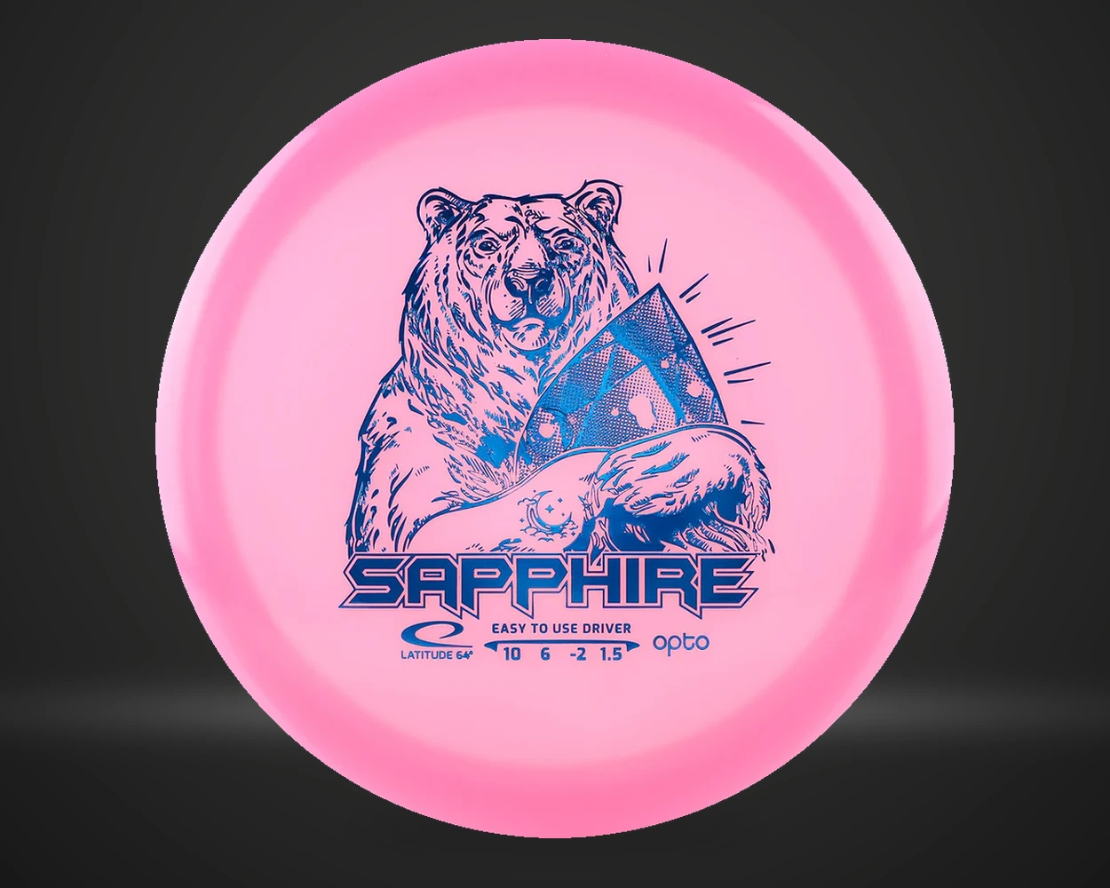 Latitude Opto Moonshine Sapphire, Distance Driver i rosa, vist forfra