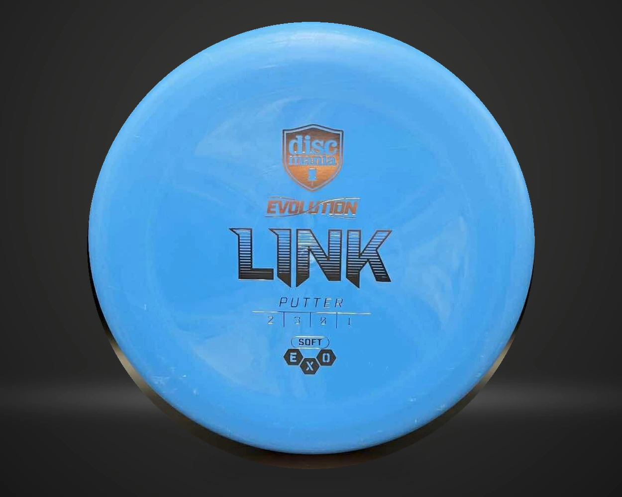 Exo Soft Link putter i hvit, vist forfra på mørk produktbakgrunn