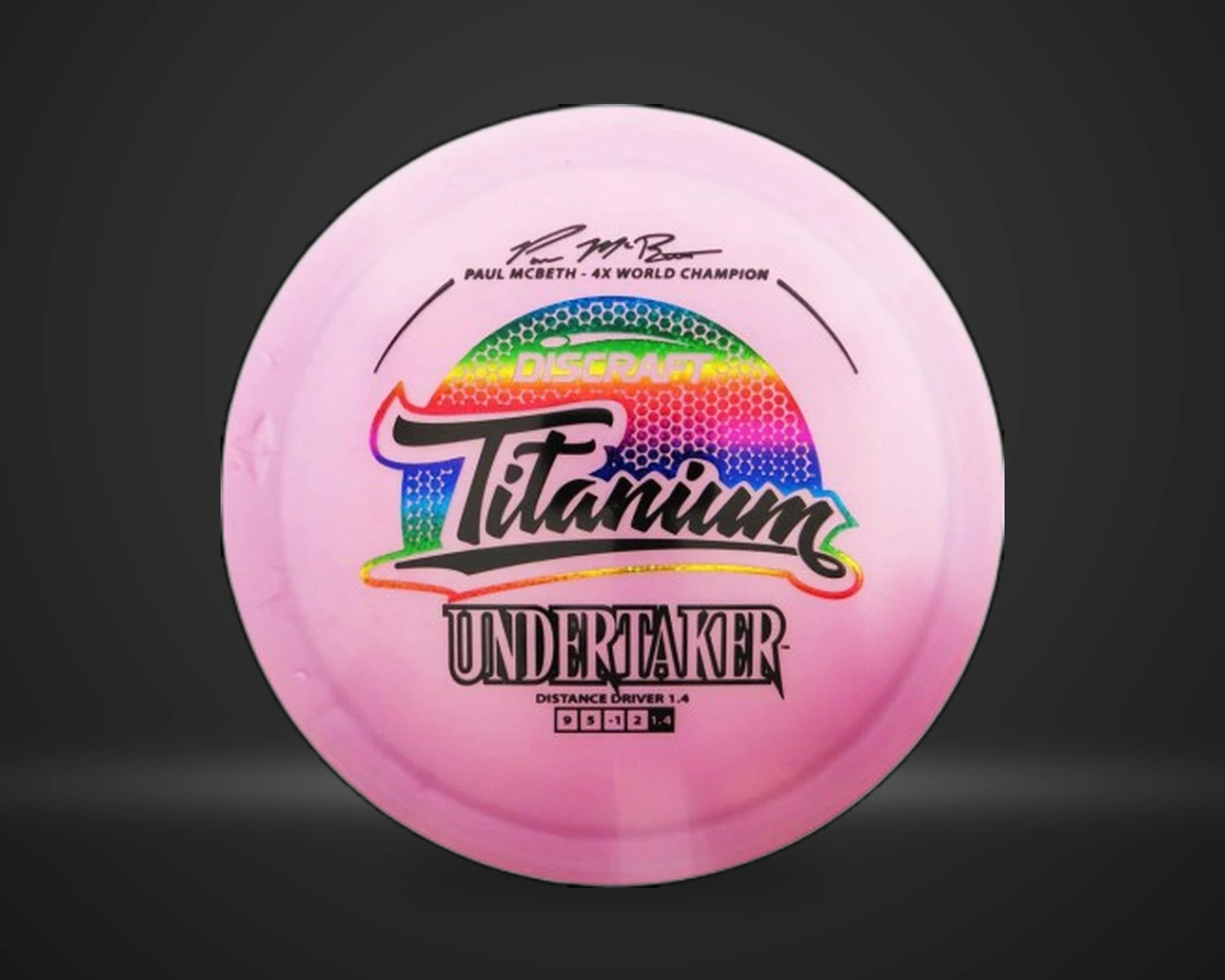 Titanium Undertaker fairway driver i flerfarget plast, vist forfra på mørk produktbakgrunn