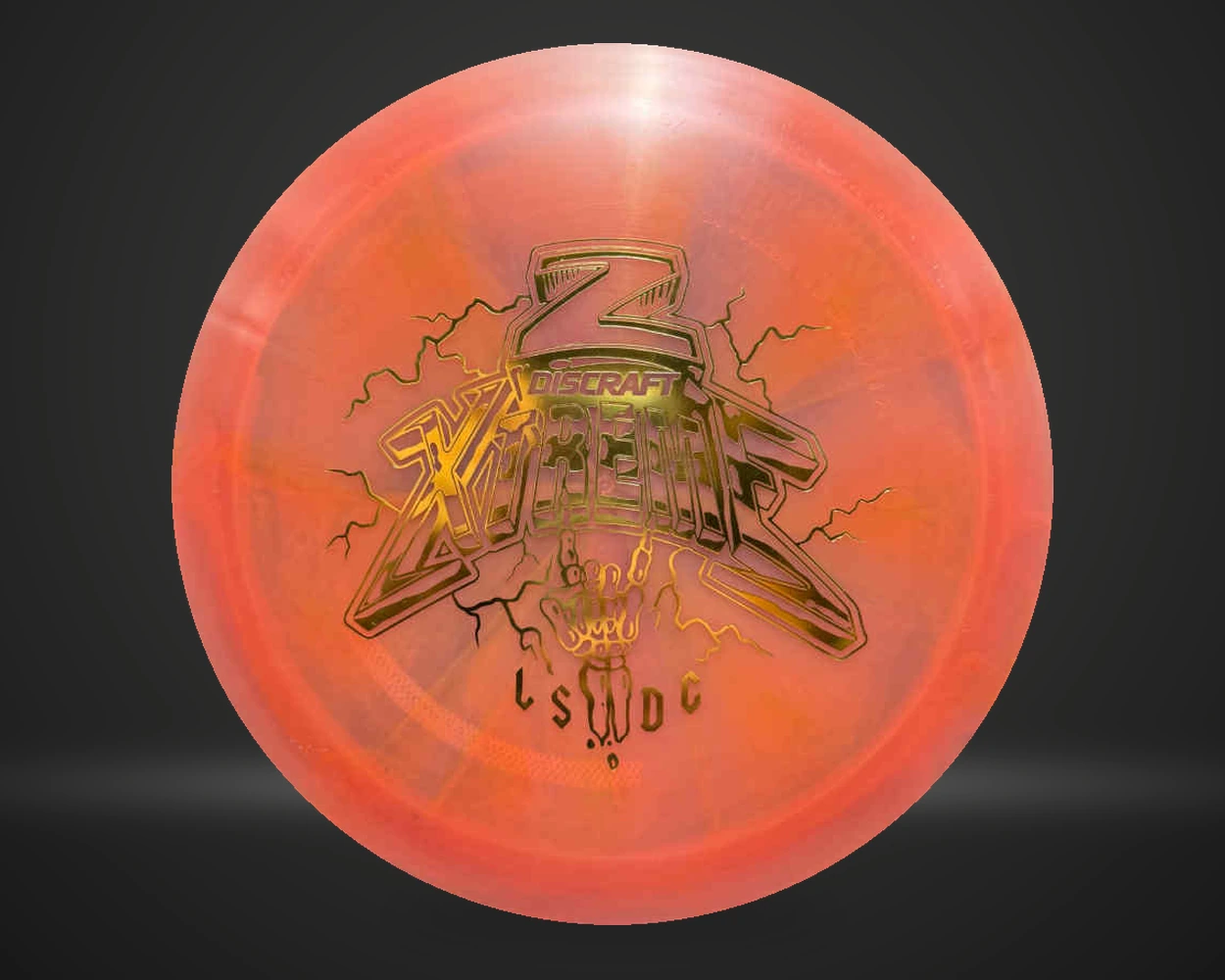 ZZ Swirl Xtreme Ledgestone 2024 fairway driver i ferskenfarget plast, vist forfra på mørk produktbakgrunn