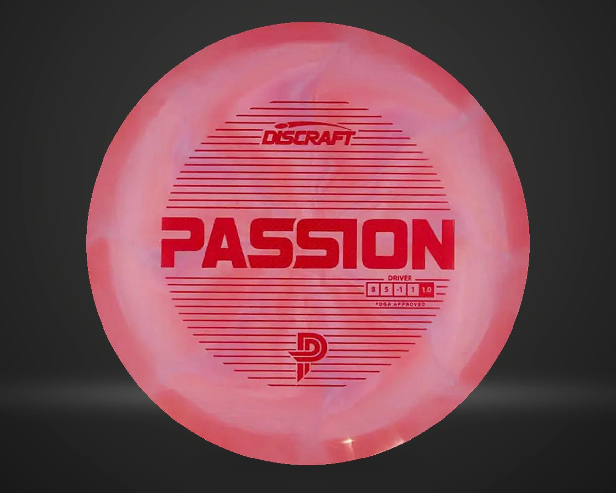 ESP Passion fairway driver i rosa, vist forfra på mørk produktbakgrunn