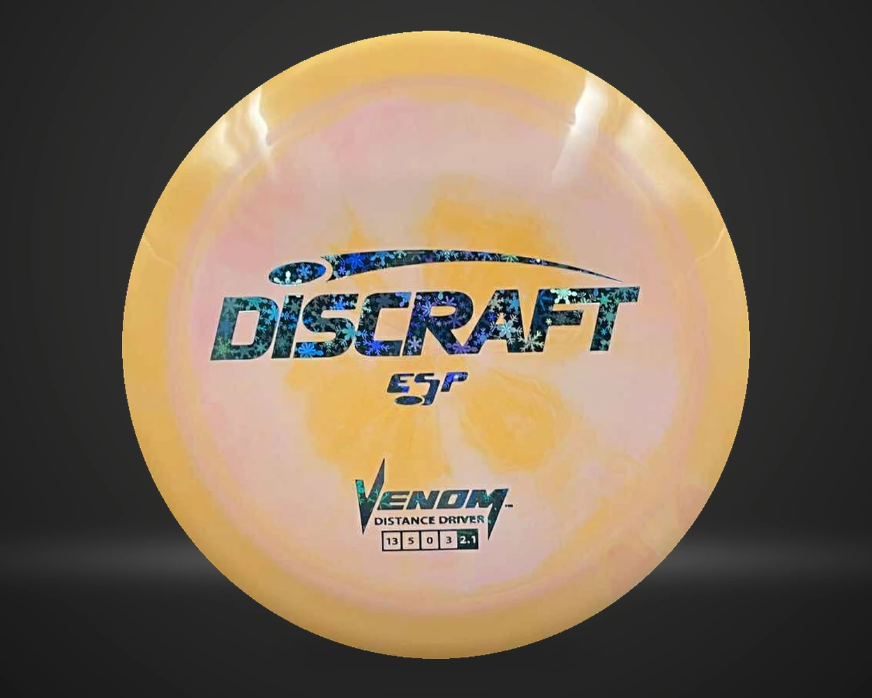ESP Venom distance driver i ferskenfarget plast, vist forfra på mørk produktbakgrunn