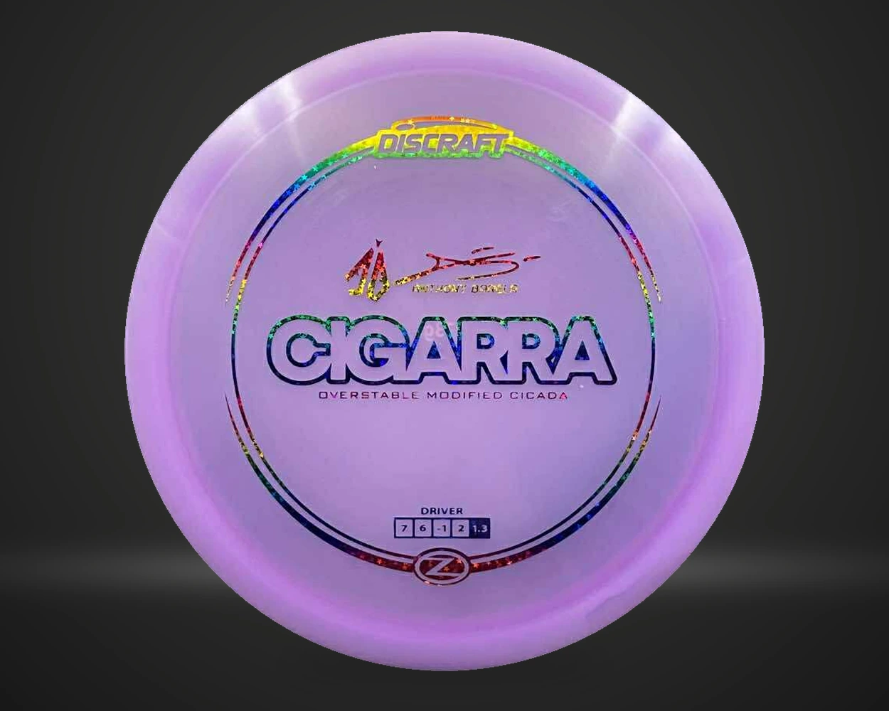 Z Cigarra Anthony Barela Signature fairway driver i lilla, vist forfra på mørk produktbakgrunn