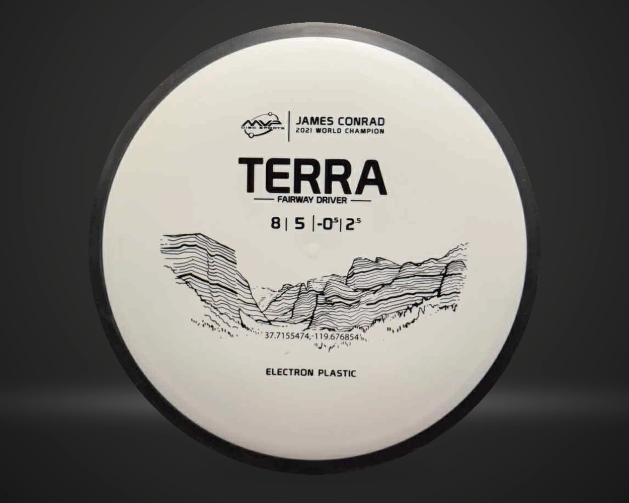 Terra Electron fairway driver i hvit, vist forfra på mørk produktbakgrunn