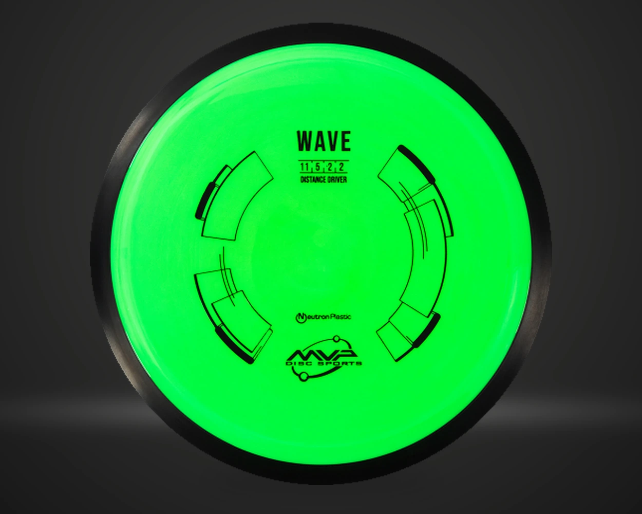 Wave Neutron distance driver i flerfarget plast, vist forfra på mørk produktbakgrunn