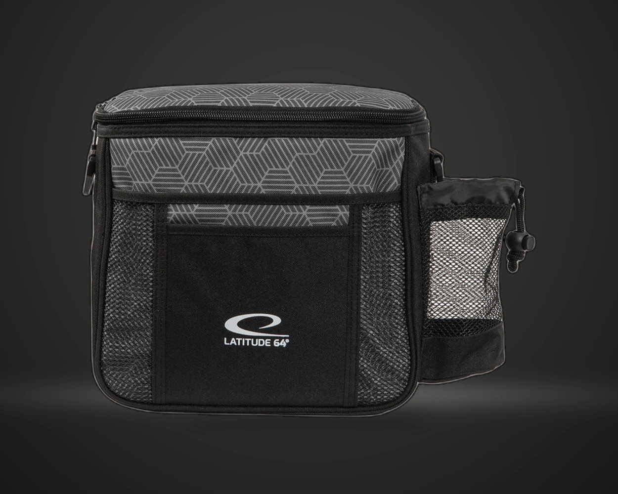 Latitude 64 Slim HEX Shoulder Bag i grå, vist forfra på mørk produktbakgrunn