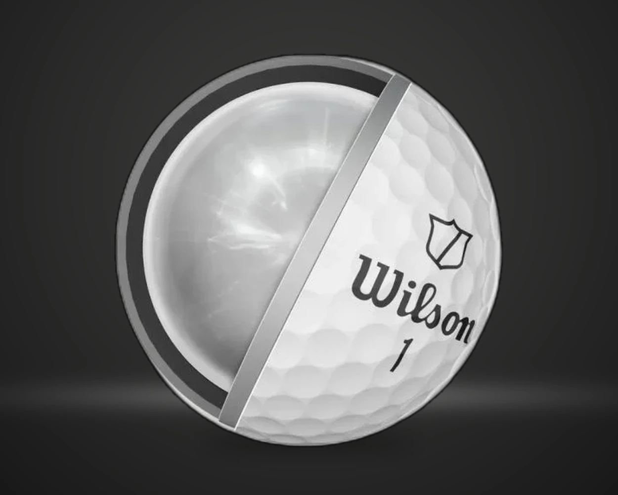 Wilson Staff Model 12 golfballer, detaljbilde på mørk produktbakgrunn