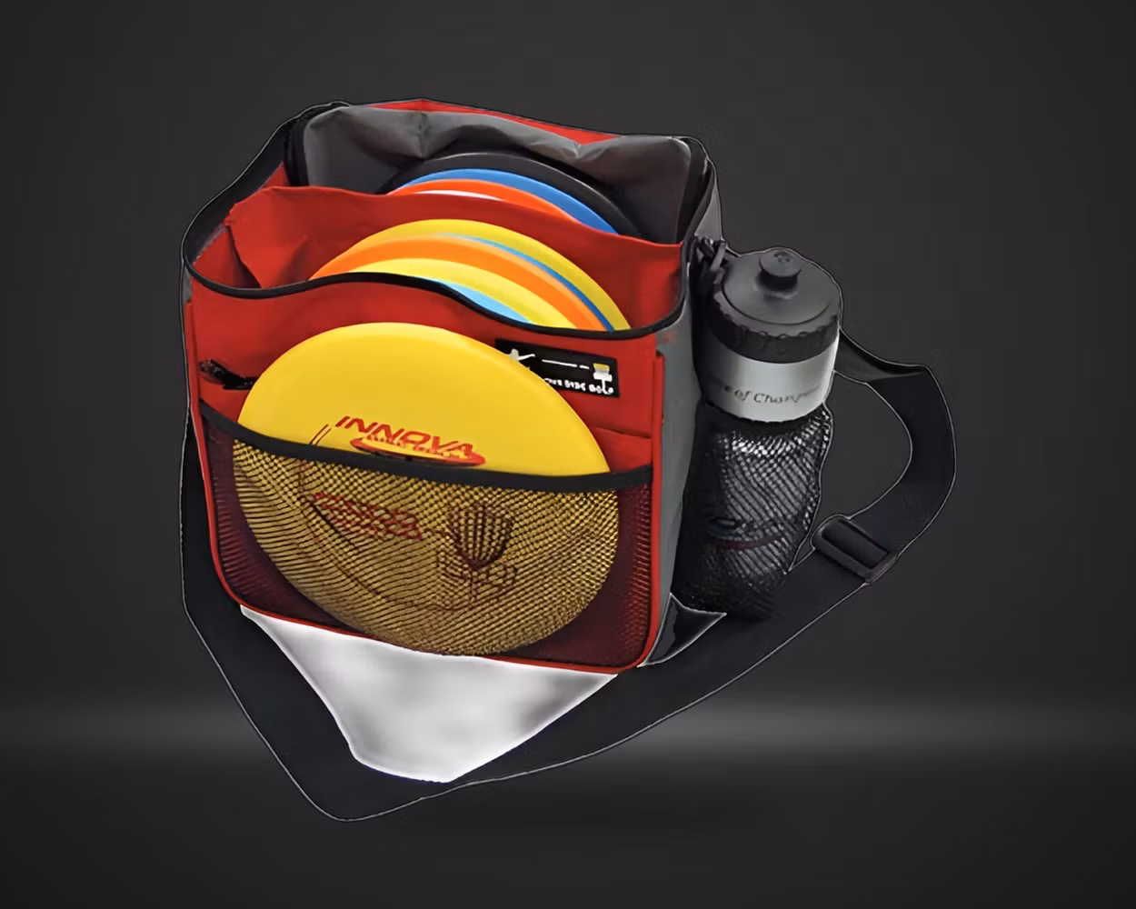 Innova Starter Bag discgolfsekk i rød, vist forfra på mørk produktbakgrunn