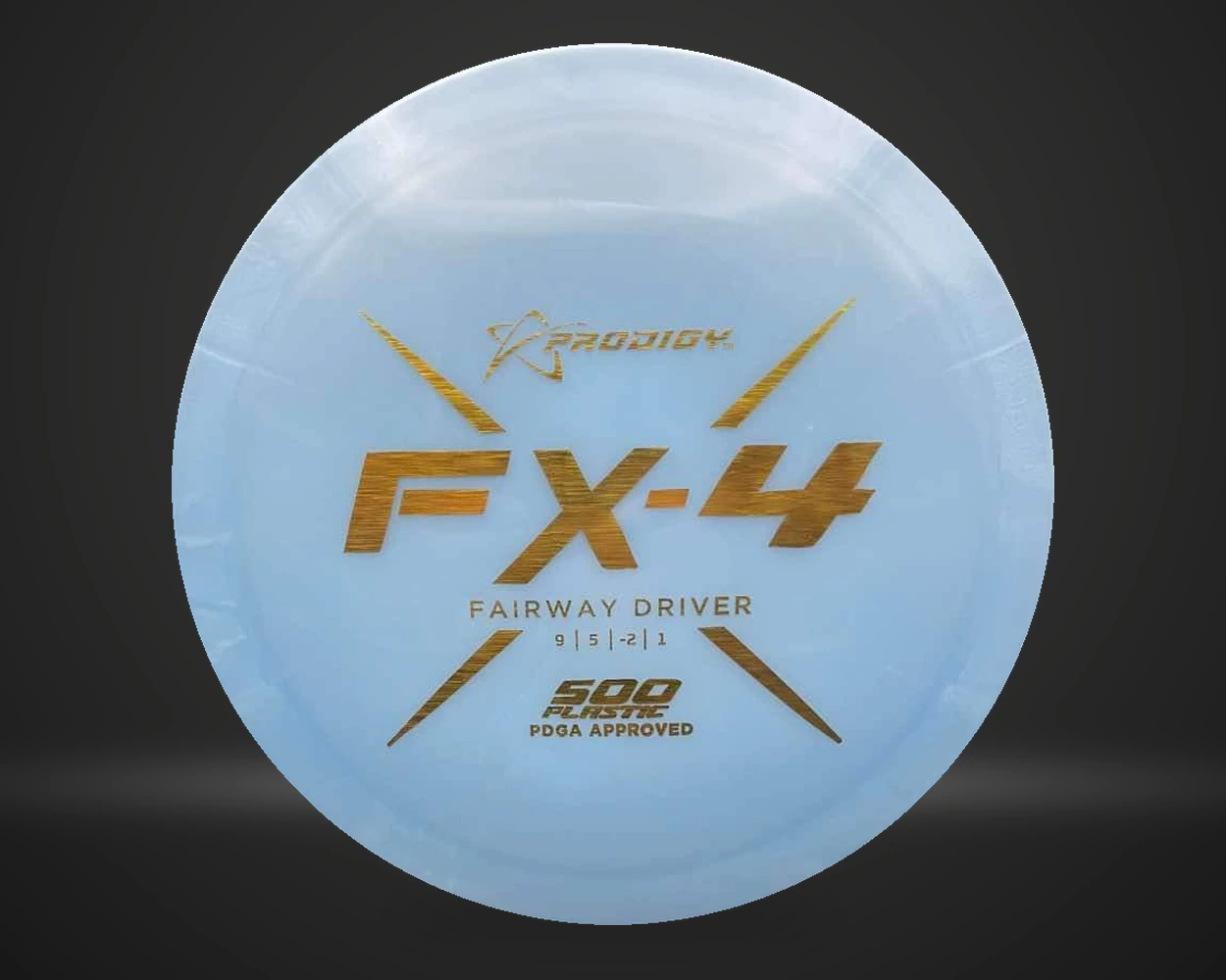 FX-4 500 fairway driver i blå, vist forfra på mørk produktbakgrunn