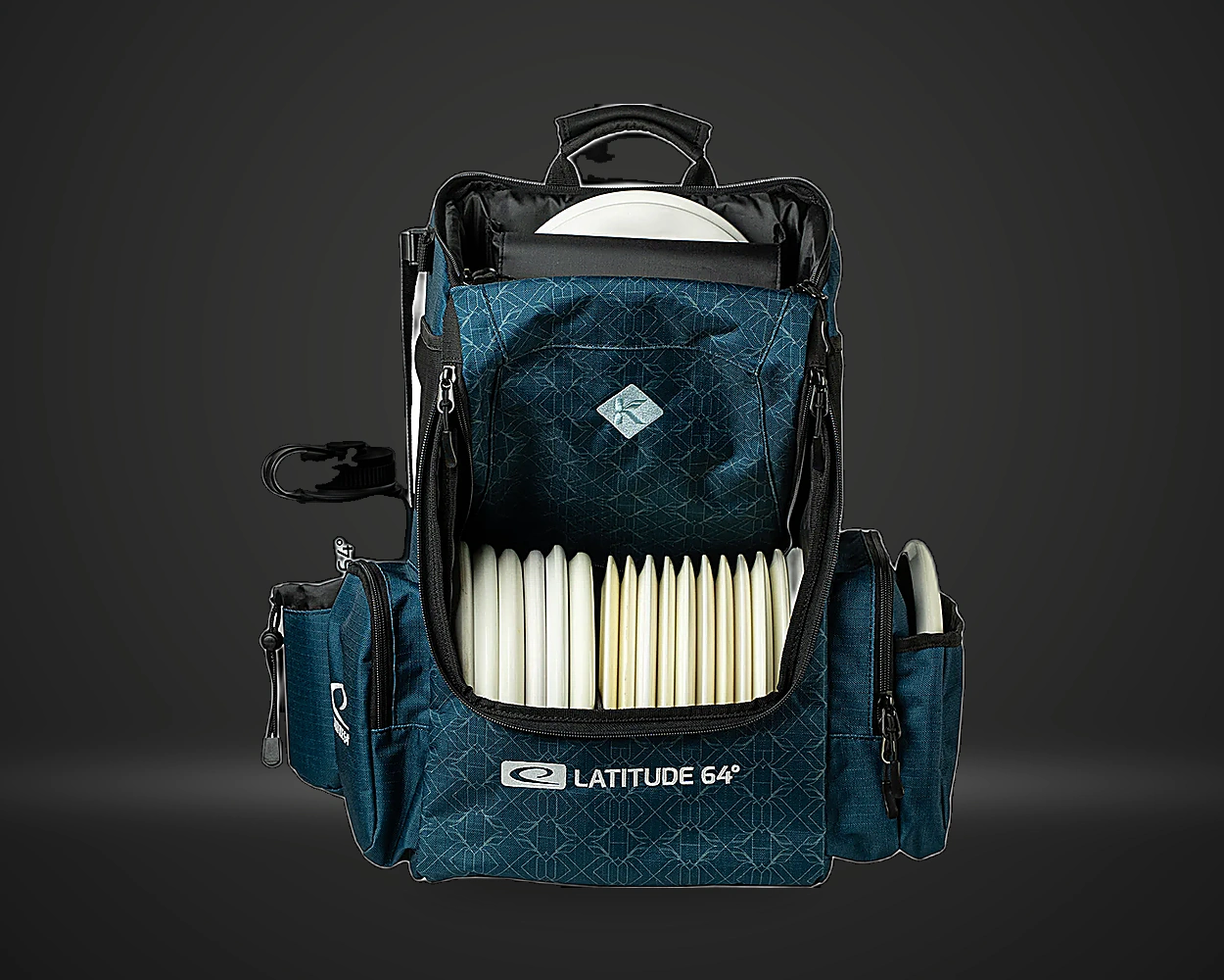 Core Pro E3 Backpack Kristin Lätt discgolfsekk, vist bakfra på mørk produktbakgrunn