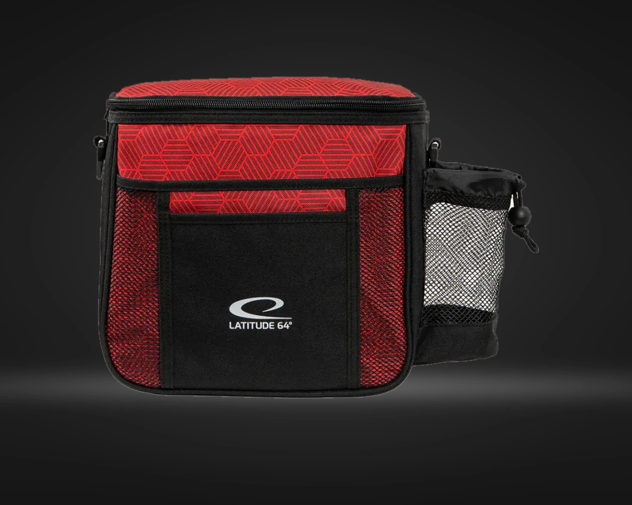 Latitude 64 Slim HEX Shoulder Bag i rød, vist forfra på mørk produktbakgrunn