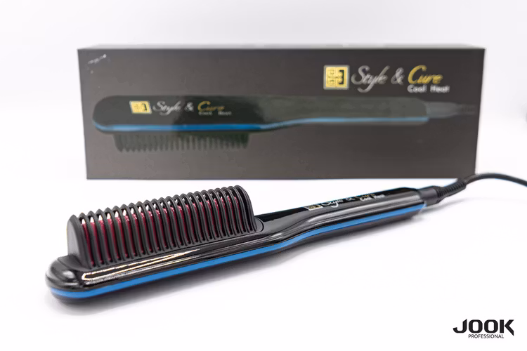 Keratin Style & Cure Cool Heat Straightening Curling Hair Comb