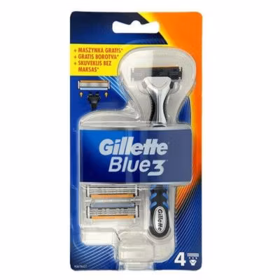 Gillette Blue 3 Rakhyvelhandtag med 4 påfyllningskassetter