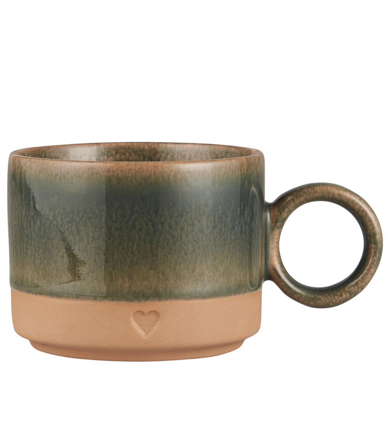 MUGG MED HJÄRTA GRÖN & VIT