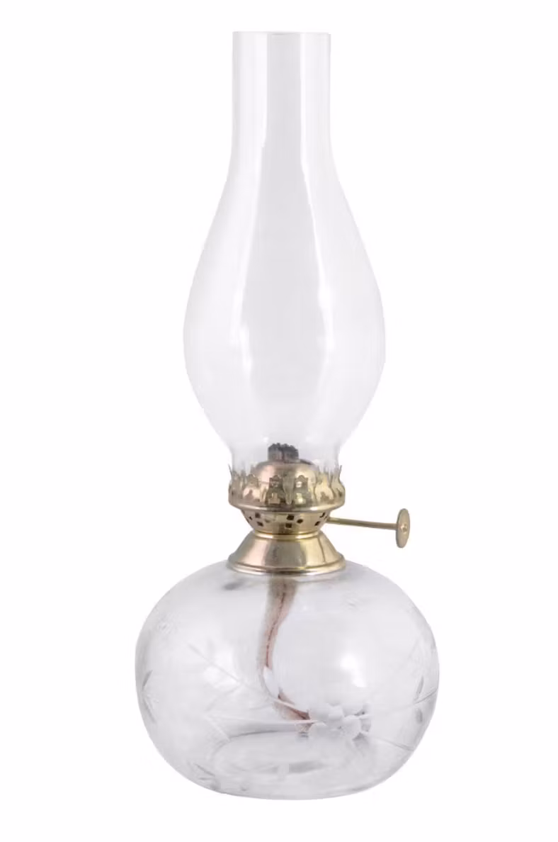 Fotogenlampa Oval Löv Klar Mässing