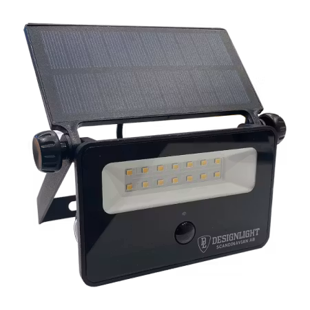 Solcellsdriven LED-strålkastare med rörelsesensor – 16W IP65 för vägg och fasad