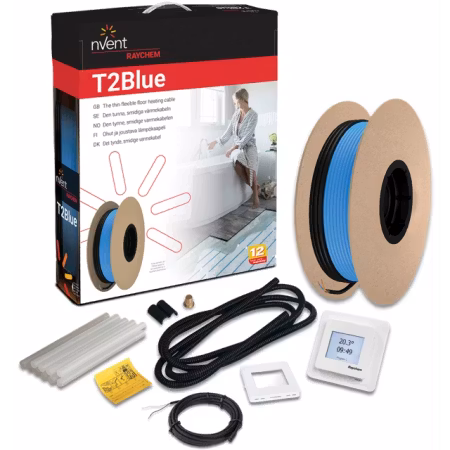 Värmekabel 10W-200M-2000W med termostat – T2Blå-10 golvvärmepaket med SENZ Wifi