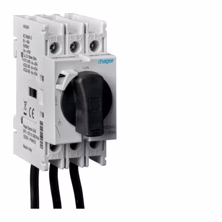 Hager Huvudbrytare 3-pol 40A med mjuklås – Lastfrånskiljare för DIN-montage (HAS340)
