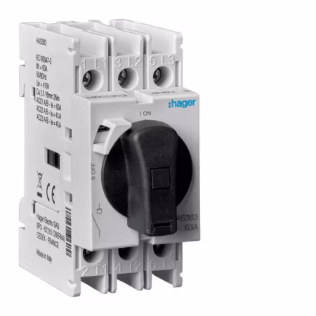 Hager Huvudbrytare 3-pol 63A HAS363 – Lastfrånskiljare för DIN-montage