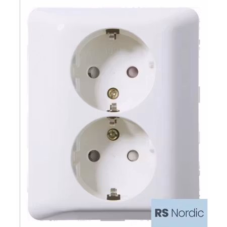 Elko 2-vägsuttag RS16 med jord och snabbanslutning – Renvit BVB