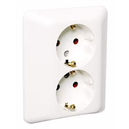 Elko 2-vägsuttag RS16 med jord och snabbanslutning – Renvit BVB