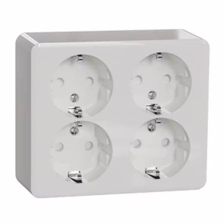 Schneider Electric Exxact Surface 4-vägsuttag med jord – Utanpåliggande vit