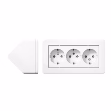 Schneider Electric Exxact hörnbox med 3-vägsuttag – Vit utanpåliggande
