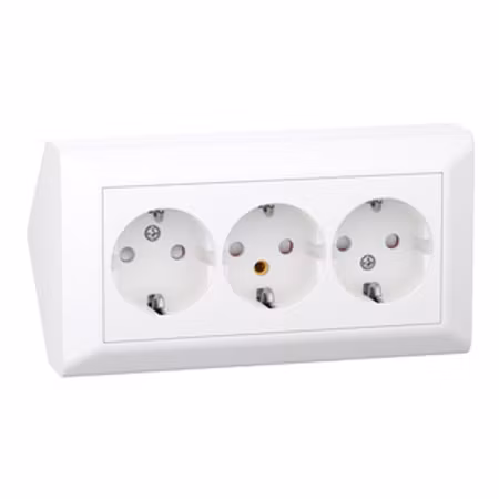 ELKO RS hörnbox 3-vägsuttag jordat – Renvit