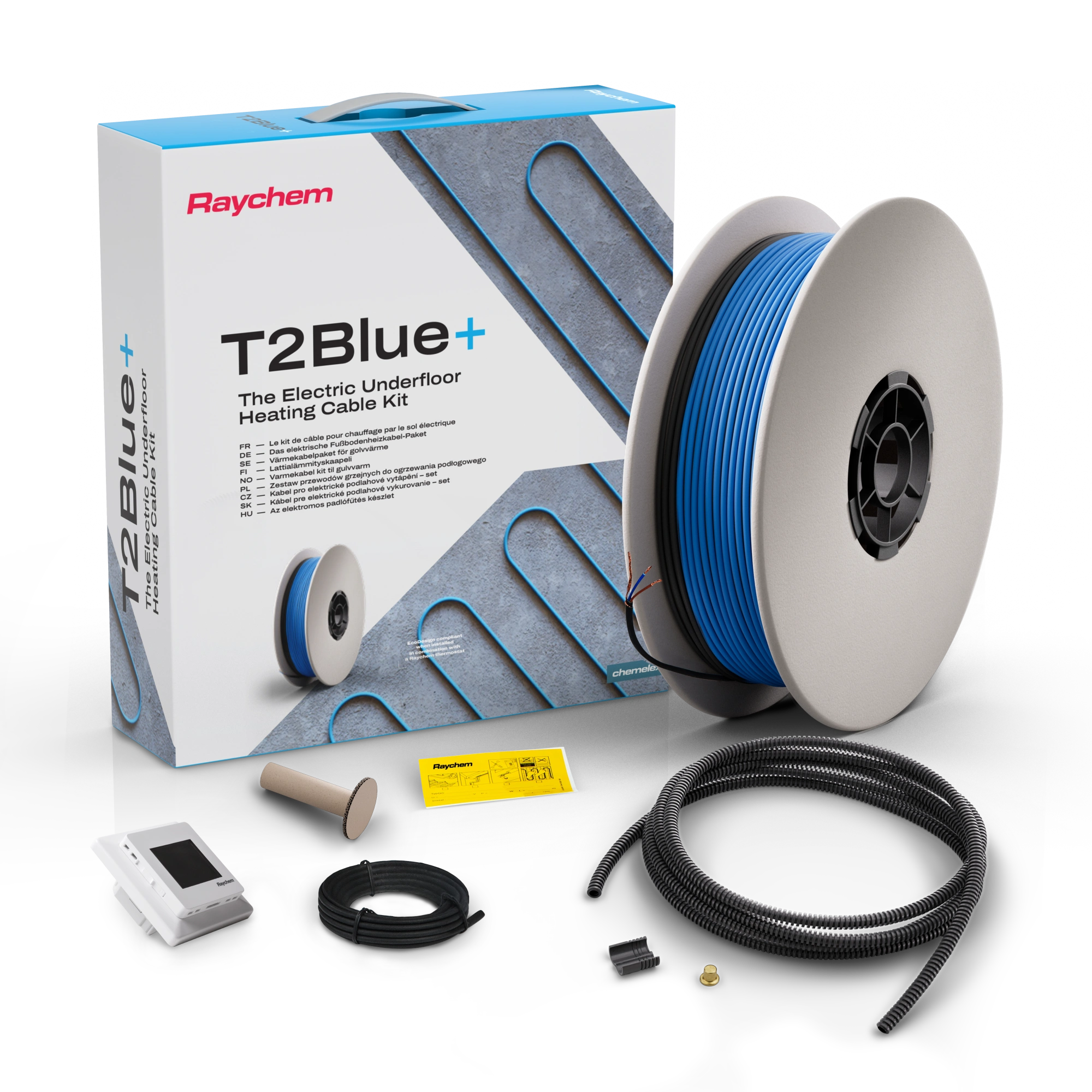Raychem T2Blå-12 Golvvärmekabel med WiFi Termostat 12W/m